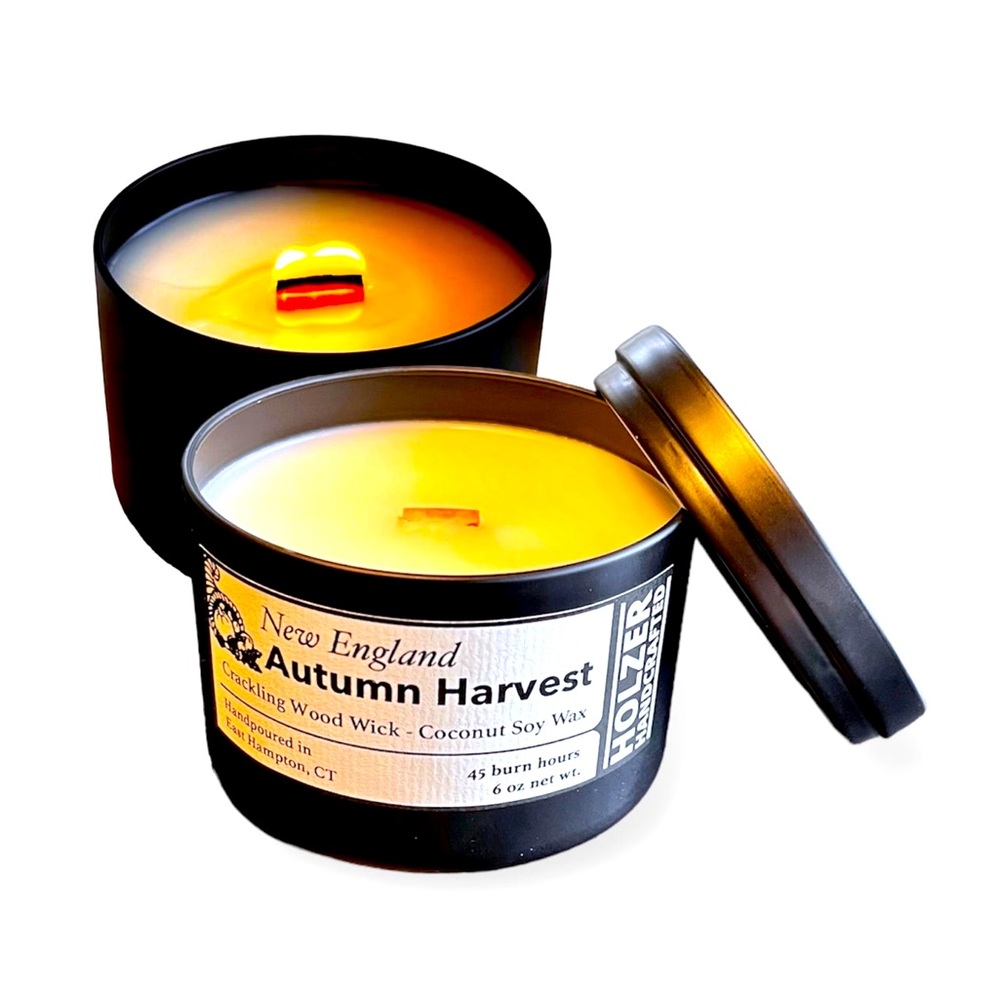 New England Autumn Harvest 🍂 Crackling Wood Wick Candle 🕯️